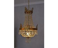 Kronleuchter, Kristallleuchter, Korblüster, Lüster, Leuchter, Lampe für die Wohnung im angesagten Biedermeier-Stil, gefertigt aus Messing mit wunderschönen Glaskristallen - Palazzo Exclusive