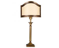 Helios Leuchten 403776/3 Vintage Lampe Leuchte | klassische Jugendstil Tischleuchte Tischlampe | Retro Schreibtischlampe echt Messing antik Altmessing | Halb-Lampenschirm Pergament | 1xE14