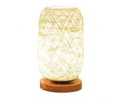 vrsupin0 Tischlampe Energiesparende Schlingen Kugel Geschenk Umweltfreundlich Sy Verwendung Non-Flickering Tischleuchte Stabil Heim Dekor Leicht Holz Rattan Om Kunst (Hellbraun) - Beige, Free Size