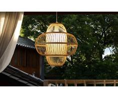 E27 Retro Kronleuchter Rattanleuchten Bambus Kunst-Leuchter Rattan Weben Hängelampe Höhenverstellbar Kreative Schlafzimmer Wohnzimmer Restaurant Teestube Landhaus Cafe Hotel Single Kopf Pendelleuchte