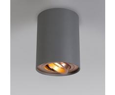 QAZQA Design,Modern Deckenstrahler Rondoo Up grau mit kupfer Metall Rund,Zylinder / LED geeignet GU10 Max. 1 x 50 Watt