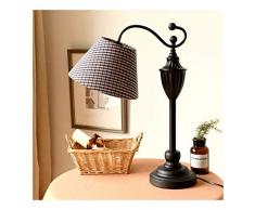 LJ Schreibtischlampe Leselampe Kreative Tischlampe ， Schmiedeeisen Plaid Stoff Schreibtischleuchte ， E27 * 1 Dimmer Schalter ， Wohnzimmer Dekor Schlafzimmer Nacht Lesestudie Nachttischlampe,B.