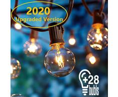 Lichterkette Außen,Lichterkette Gluehbirne Aussen,[Verbesserte Version] OxyLED G40 9 Meter Lichterkette Garten, Wasserdicht (25 Birnen,3 Ersatzbirnen, gelbliches Licht)