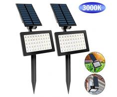 Gartenstrahler solar, T-SUN 50 LED Garten Solarleuchten solarlampe mit 3500K-Außenlampen, 180-Grad-Einstellung, Auto-on/off asserdichtes IP65 für Garten, Baum, Hof, Pfad(2 Stück)