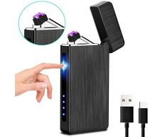 XIMU Lichtbogen Feuerzeug USB, Plasma Feuerzeug Elektro Touch Control Flammenloses Feuerzeug und winddichtes Feuerzeug [Winddicht ][Aufladbar ] mit Vertikaler Elektrode für Zigarette/Kerze