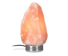 Navaris Himalaya Salzkristall Lampe mit Touch-Dimmer - inkl. 2x Leuchtmittel - 2-3kg - Salz Salzstein Salzlampe - Salzkristalllampe mit Edelstahl Fuß