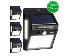 homeasy Solarlampen für Außen mit Bewegungsmelder 100LED Solarleuchten Garten 270 ° Weitwinkel LED Solar Wandleuchte Wasserdichte Außenwandleuchte für Wohnwagen Garten Balkon