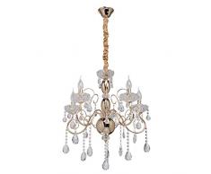 MW-Light 373011205 Klassischer Kronleuchter Kerzen Gold Kristall 5 Flammig E14 x 40W