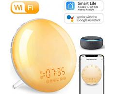 Smart Tageslichtwecker Sonnenaufgang Lichtwecker - Wake Up Licht, 4 Alarme/Snoozefunktion/7 Farben Nachtlicht, Wecker mit Radio für Kinder & Erwachsene