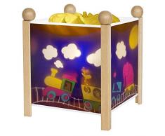 Trousselier - Zug - Nachtlicht - Magische Laterne - Ideales Geburtsgeschenk - Farbe Holz natur - animierte Bilder - beruhigendes Licht - 12V 10W Glühbirne inklusive - EU Stecker