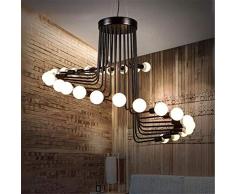 WJGJ Pendelleuchte, Retro Kronleuchter Loft Leuchter-Schwarz-Schmiedeeisen Deckenleuchte Loft, 26 Köpfe Wendeltreppe for Bar Cafe Zimmer