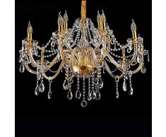 LeMeiZhiJia Kristall Kronleuchter Vintage Lüster Deckenleuchte Pendelleuchte Gold für Wohnzimmer Esszimmer Schlafzimmer (10+5 Flammig)