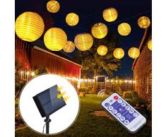Innoo Tech 6m 30er LEDs Solar warmweiß Lampion Lichterkette mit 12 Tasten Fernbedienung, 8 Modi, 2m Zuleitungskabel