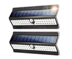 EZBASICS Solarleuchte für Außen 56 LED, Solar, Solarlicht mit Bewegungssensor für Außen, Wasserdichte Wandleuchte, Wireless Sicherheitsnachtlicht, Schwarz, 2 Stück