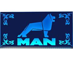 MAN LED-Leuchtschild mit Löwe, 60x30cm ✓ LKW Rückwandschild ✓ Ideale Geschenkidee ✓ 18 LEDs ✓ Lasergraviert | Edles Neonschild als Truck-Accessoire | Beleuchtetes MAN Logo-Schild für den 24Volt-Anschluss | Ideales LKW-Zubehör