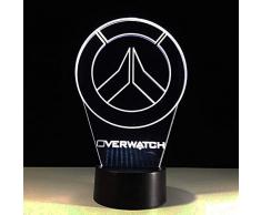 3D Overwatch Tischlampe Buntes LED Nachtlicht USB Schlafbeleuchtung Kinder Schlafzimmer Nachttisch Dekor Lava Leuchte Einzigartiges Geschenk