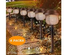 6 Stück Solarleuchte Garten, Tencoz Laternen für Draußen Solar Gartenleuchte Außenleuchte IP44 Wasserdichte LED Solar Lampen für Außen Terrasse Rasen Garten Hinterhöfe Wege