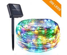 AICase Solar Lichterkette Aussen, 200 LED Lichterkette mit 22M Kupferdraht 8 Modi IP65 Wasserdicht für Garten, Terrasse, Balkon, Party-Mehrfarbig