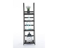 CLP Leiterregal, Treppenregal ALMA, 4 Böden, dekoratives Holz-Regal 150 x 40 x 40 cm Dunkelbraun