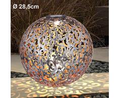 LED Solar Design Außen Lampe Dekor Stanzungen Garten Erdspieß Leuchte Balkon Terrassen Kugel Strahler silber antik