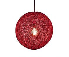 Huahan Haituo Farbiges Gitter Korbweide Rattan Ball Kronleuchter Kreatives Wohnzimmer Balkon Restaurant Persönlichkeit Schlafzimmer Deckenleuchte Lampe Moderne Dekoration Beleuchtung (rot, 23cm)