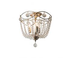 SB-62939, Retro-Landkronleuchter, kerzenförmige Kunstpendelleuchte mit Kristallkugel,silberne Kristallhängelampe, Hängeleuchte für Balkon,Café,Buchhandlung.