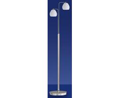 Deutsche Halogen Stehleuchte Nickel matt Fußdimmer 2 Flammig