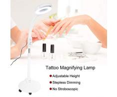 Lupenleuchte, 16X Kosmetiklampe Beleuchtete Tischlupenleuchte Semi-Permanent Tattoo Beauty Lampe LED verstellbarer Boden kaltes Licht Vergrößerungslampe Tattoo Tool