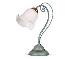 Helios Leuchten 444024 klassische Tischleuchte grün | Schreibtischlampe echt Messing | Lampe Leuchte Tischlampe Jugendstil | Nachttischlampe 1 x E27