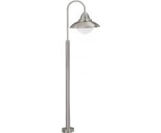 EGLO Außen-Stehlampe Sidney, 1 flammige Außenleuchte, Standleuchte aus Edelstahl, Glas: Weiß, opal-matt, Farbe: Silber, Fassung: E27, IP44