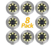 Solar Bodenleuchten, Vivibel 8 Stück 8 LEDs Solarleuchten Garten Solar Gartenleuchten Solarlampen für außen, IP65 Wasserdichte Bodenstrahler Licht Garten Landschaft Beleuchtung für Rasen