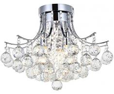 Modernes Transparent Transparent Einbau Leuchter des Tropfen Wasser, K9 Kristalldeckenlampe für das Wohnzimmer Esszimmer Wohnzimmer Schlafzimmer Flur Flur D40cm H32cm