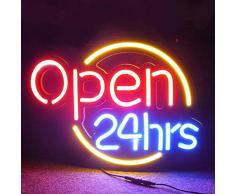 JUMRO Open 24 HRS Leuchtreklame Real Glasrohr Neon Beleuchtung 24 Stunden Geöffnet Leuchtschild Beleuchtung Für Bier Bar Pub Garage Zimmer