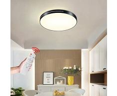 Froadp 36W Ultraslim LED Deckenleuchte Wohnzimmer Lampe Ø40×5cm Minimalistisches Schmiedeeisen Lampenkörper Design für Küche Korridor Büro Esszimmer(Dimmbar, Schwarz Rund)