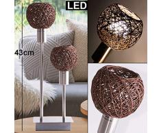 Tisch Lampe Papier Geflecht braun Wohn Arbeits Zimmer Kugel Leuchte im Set inkl. LED Leuchtmittel