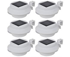 yorten Außenlampe 6 STK. LED Solarleuchte Sonnenlichtset Zaunlicht Dachrinne-Licht Dekorationsbeleuchtung Kaltweiß für Garten Terrassen Wege - Weiß