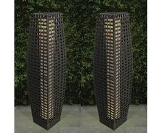 Solarbetriebene LED-Stehlampe mit herkömmlichem Rattan-Effekt, für Garagenzufahrt, Flure, 69 cm 2er-Set grau