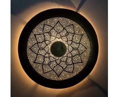 Orientalische Wandlampe marokkanische Wandleuchte Aladdin Ø 37 cm aus Messing Antik-Gold-Look | Echte Handarbeit - Kunsthandwerk aus Marrakesch | Prachtvolle Wand-Dekoration Wandbeleuchtung | L1851