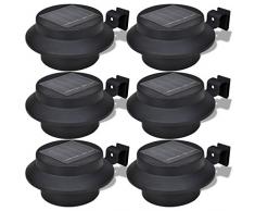Festnight 6er-Set Außenlampe LED Solarleuchte Sonnenlichtset Zaunlicht Dekorationsbeleuchtung Kaltweiß für Garten Terrassen Wege - Schwarz