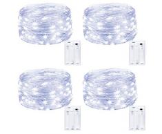 Kolpop LED Lichterkette Batterie [4 Pack], Lichterketten für Zimmer, 5m 50er Micro LED Lichterkette Draht Innen Batteriebetrieben für Party Weihnachten Weihnachtsbaum Halloween Hochzeit Deko(Kaltweiß)
