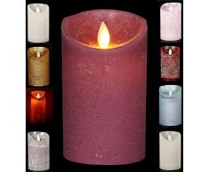 LED Echtwachskerze Kerze viele Farben mit Timer flackender Docht Wachskerze Kerzen Batterie, Größe:15 cm, Farbe:Antik Rosa