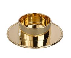 2X Messingleuchter mit Perlrand poliert 30/100mm (Gold)