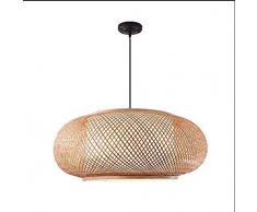 Handgewebte Bambus-Pendelleuchte Rattan-Deckenleuchte Laternen-Hängelampe Im Retro-Stil Handgefertigte Bambus-Rattan-Lampe,A