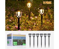 Görvitor Solarleuchten Garten, LED Warmweiß Solarlampen für Außen, IP45 Wasserdicht Solar Wegeleuchte Gartenleuchte Dekorative Licht für Garten Rasen Gehweg Balkon Landschaft (6 Stück)