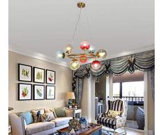 Moderner Pendelleuchte Goldener Ring Hängelampe Design Kronleuchter Farbig Glas Schatten Wohnzimmer Esstisch Küche Innenbeleuchtung Dekoration Deckenbeleuchtung E27*9 Ø80*42CM