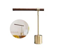 RTYUIIO Tischlampe Schmiedeeisen Anti Blu Ray Schreibtischlampe LED Metallbeschichtetes rotierendes Tischlicht Anti Müdigkeit Innenbeleuchtung Leselampe Tischlampe aus Holzmaserung