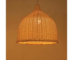 Sai Tai@LED Pendelleuchte Höhenverstellbar Küchen Deckenleuchte Wohnzimmer Designleuchte Deckenlampe Schlafzimmer Modern ,braun,Bambus und Rattan,35cm*34cm