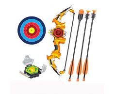 ZHXY Pfeil und Bogen Kinder Set bogenschießen Kinder Pfeil und Bogen Bogenschießen Set Beleuchte Verbesserte Version Outdoor Schießspiele mit 3 Starken Saugnapfpfeilen,Leuchtbogen und Scheibe