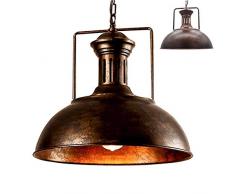 Vintage Anhänger leichten industriellen Metall Scheune Lampe Schatten antike Schale geformten Eisen Schmiedeeisen verstellbare Ketten Decke Licht Kronleuchter (Rostfarbe, 42CM)