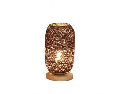 VNEIRW Rattan-Ball Tischlampe Nachttischlampe mit Schnur und Massivholz-Basis,Innen Nachtlicht für Hochzeit, Geburtstag Party, Weihnachtsdeko，Geschenk | Energieeinsparung und Umweltschutz (Braun)